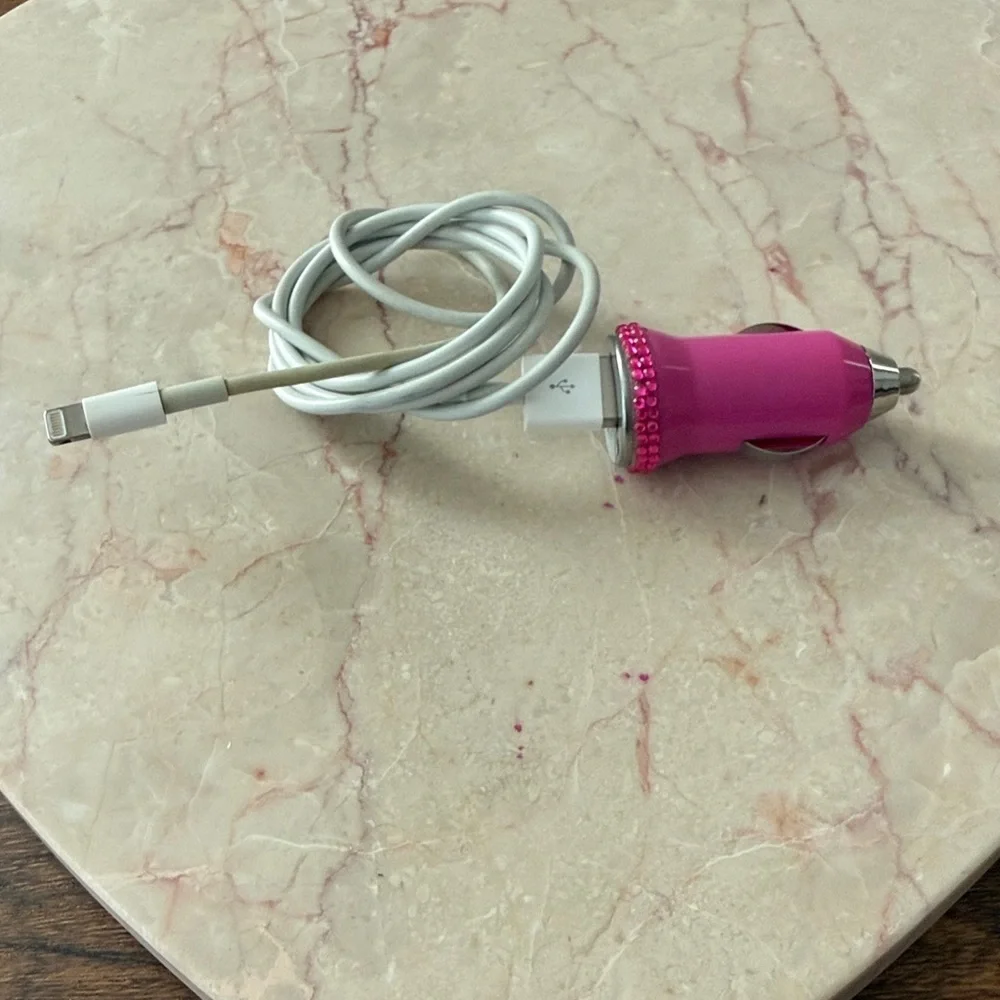 Pink USB Car Charger Adapter